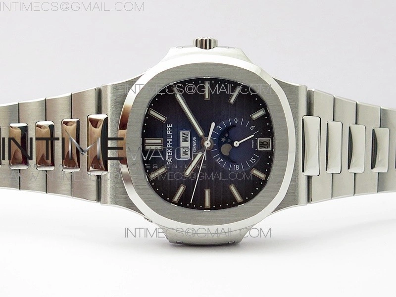 NAUTILUS 5726 SS GRF 1:1 BEST EDITION BLUE DIAL WORKING ANNUAL CALENDARON SS BRACELET A.324 V3